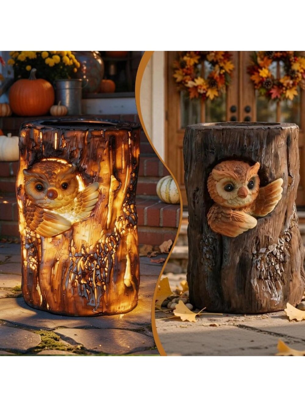 Solar Powered Owl Garden Statue - Waterproof Decorative Lamp for Outdoor Fall